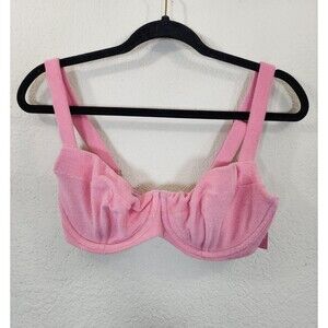 Victoria's Secret Swim Top 34DD Pink Terry Cloth Underwire Bikini Bra Sized NWT
